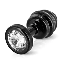 DIOGOL Anni - bordázott anál plug - fekete - (3cm)