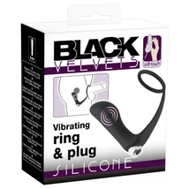 Black Velvets - anál vibrátor péniszgyűrűvel (fekete)