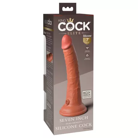 King Cock Elite 7- tapadótalpas, élethű dildó (18cm) - sötét natúr