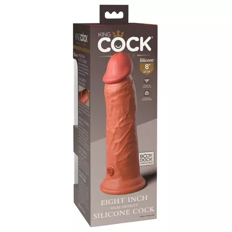 King Cock Elite 8 - tapadótalpas, élethű dildó (20cm) - sötét natúr