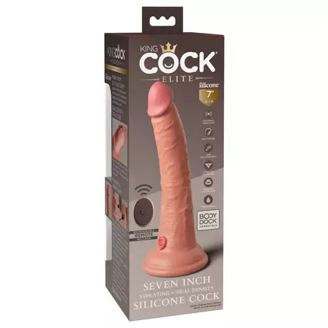 King Cock Elite 7 - tapadótalpas, rádiós vibrátor 18cm - natúr