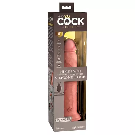 King Cock Elite 9 - tapadótalpas, rádiós vibrátor 23cm - natúr