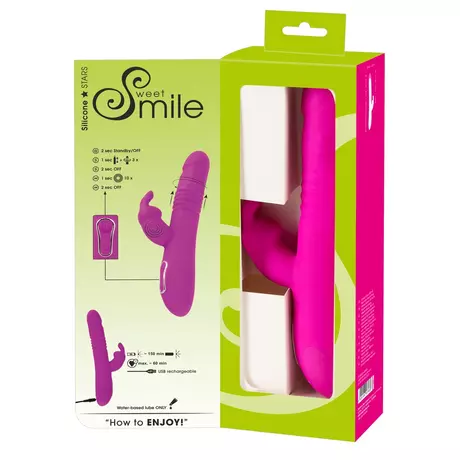 SMILE Rabbit - akkus, csiklókaros lökő-forgó vibrátor (pink)