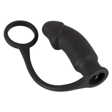 Black Velvet análvibrátor péniszgyűrűvel (fekete)