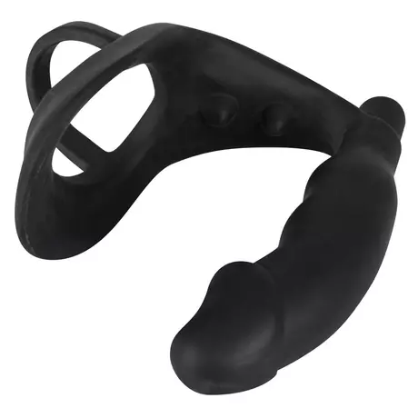 Black Velvet - análvibrátor pénisz- és heregyűrűvel (fekete)