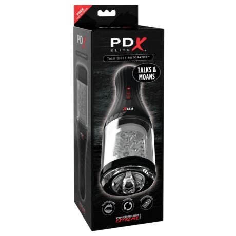 PDX Elite Rotobator - nyögő, forgó műpunci (áttetsző-fekete)