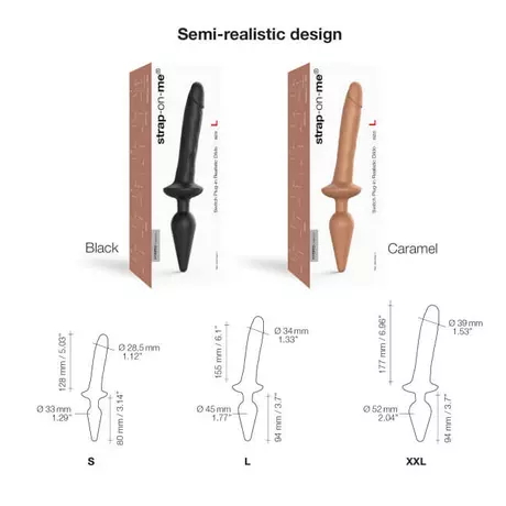 Strap-on-me Swith Realistic S - 2in1 szilikon dildó (fekete)