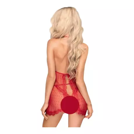 Penthouse Libido Boost - csipke pántos babydoll és tanga (piros)