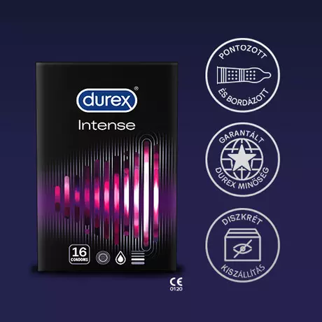 Durex Intense - bordázott és pontozott óvszer (16db)
