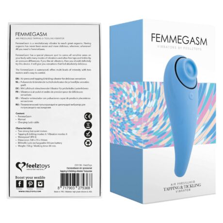 FEELZTOYS Femmegasm - akkus, vízálló hüvelyi és csiklóvibrátor (kék)