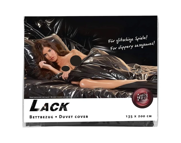 Vinyl szex ágynemű - fekete (135x200cm)