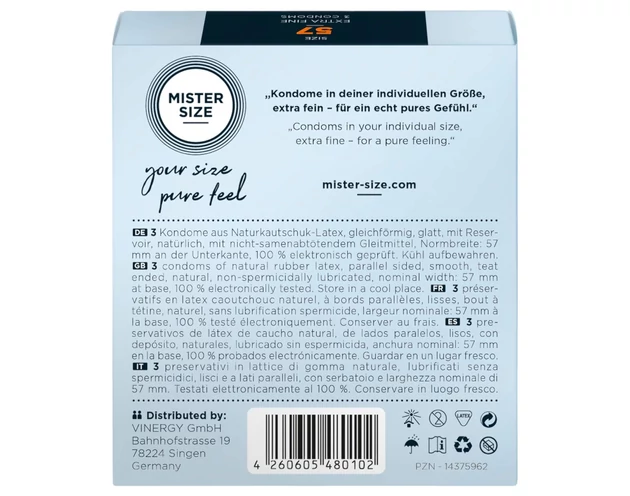 Mister Size vékony óvszer - 57mm (3db)