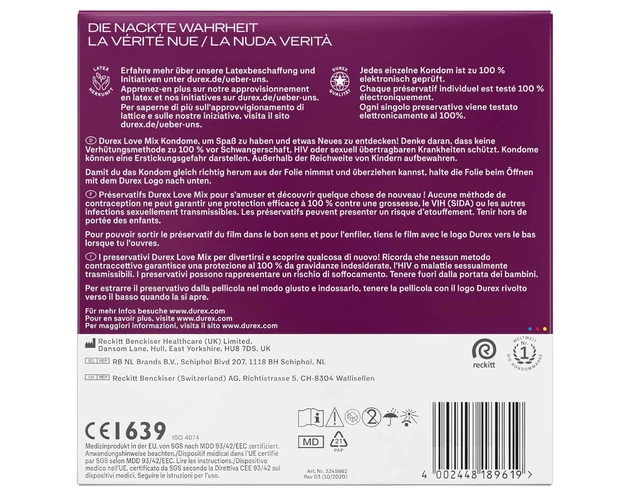 Durex Love Mix - óvszer csomag (40db)