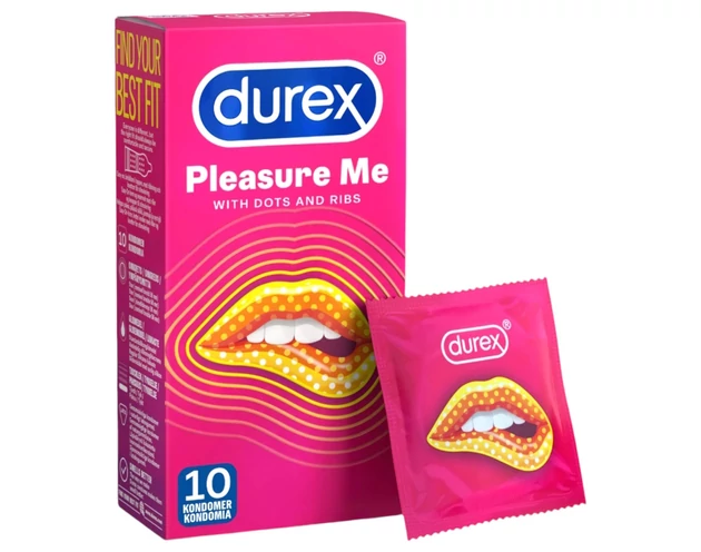 Durex Pleasure Me - bordázott-pontozott óvszer (10db)