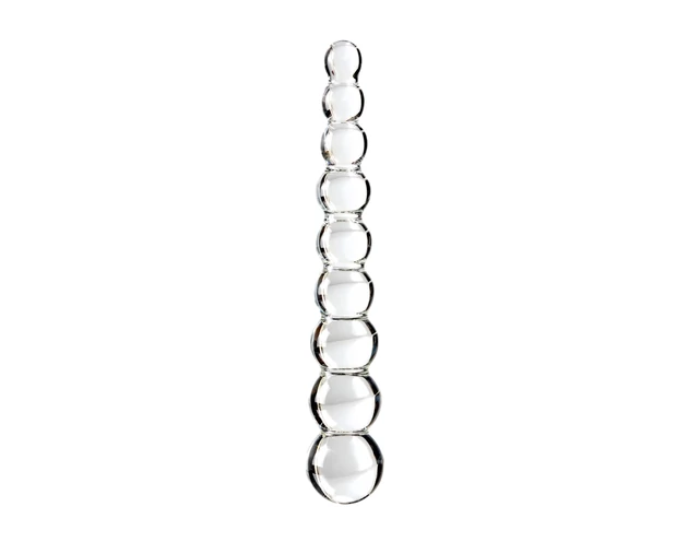 Icicles No. 2 - gömbös üveg dildó (átlátszó)
