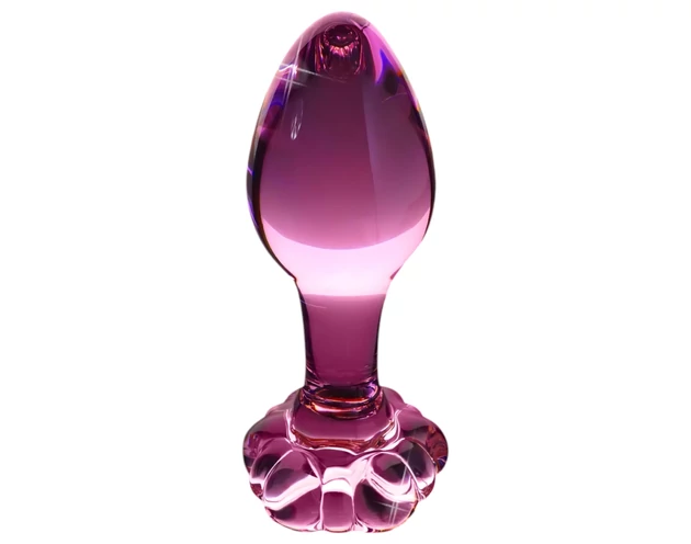 Icicles No. 48 - virágos üveg anál kúp (pink)