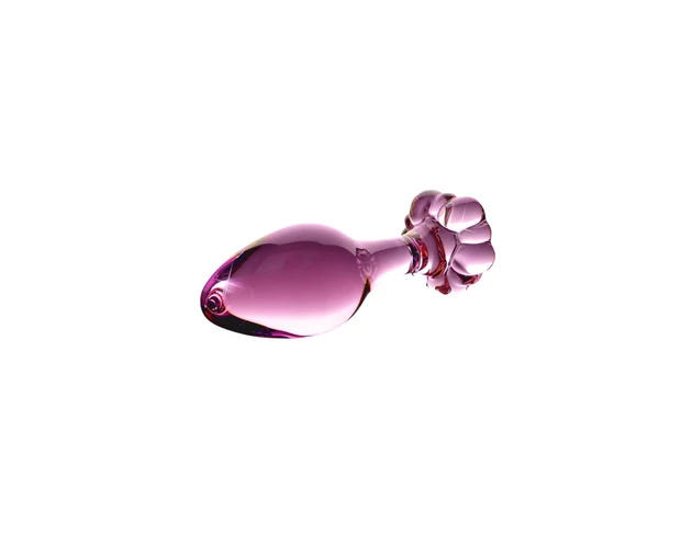 Icicles No. 48 - virágos üveg anál kúp (pink)