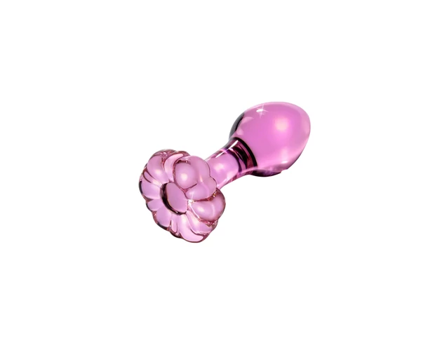 Icicles No. 48 - virágos üveg anál kúp (pink)