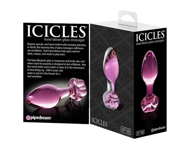Icicles No. 48 - virágos üveg anál kúp (pink)