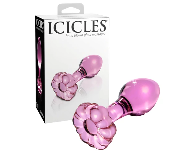 Icicles No. 48 - virágos üveg anál kúp (pink)