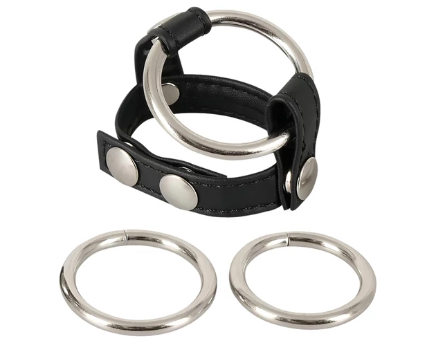 Bad Kitty - bőr heregyűrű és péniszgyűrű (fekete)