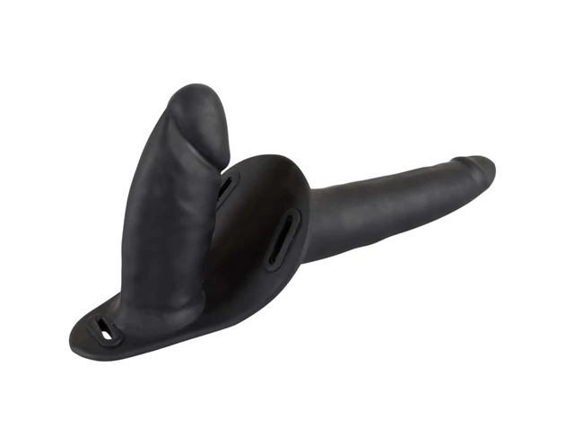 You2Toys - Felcsatolható, szilikon dildó-duó (fekete)