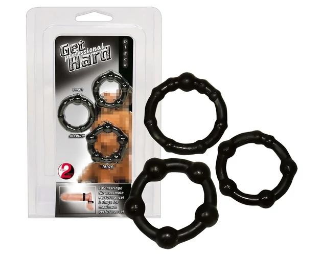 You2Toys - Légy kemény! péniszgyűrű szett - fekete (3db)