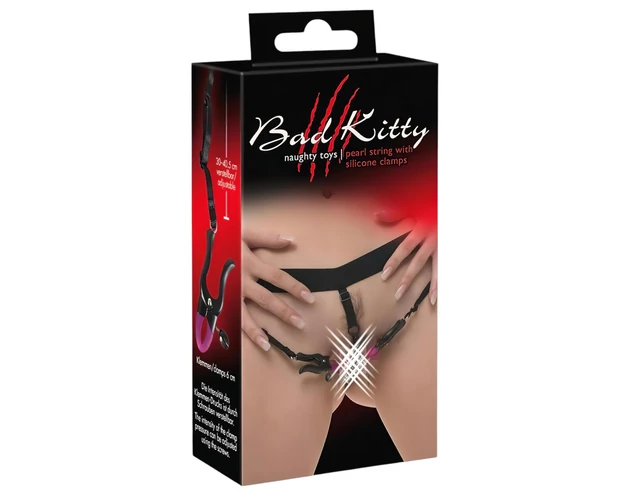 Bad Kitty - intim széthúzó csipesz alsóval - lila-fekete (S-L)