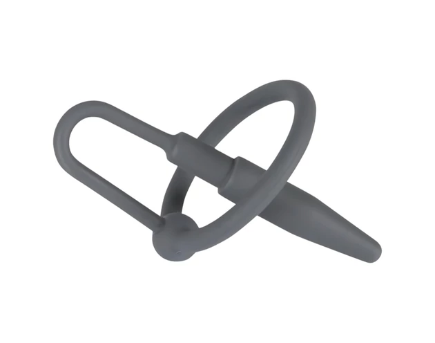 Penisplug - szilikon makkgyűrű kúpos dilátorral (szürke)