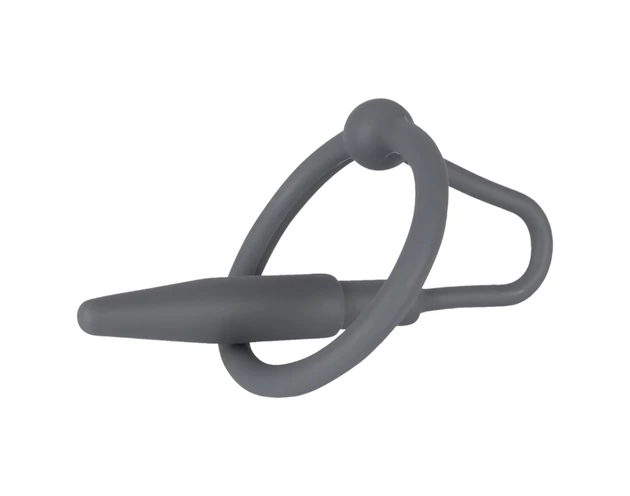 Penisplug - szilikon makkgyűrű kúpos dilátorral (szürke)