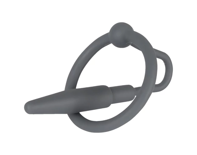 Penisplug - szilikon makkgyűrű húgycsőkúppal (szürke)
