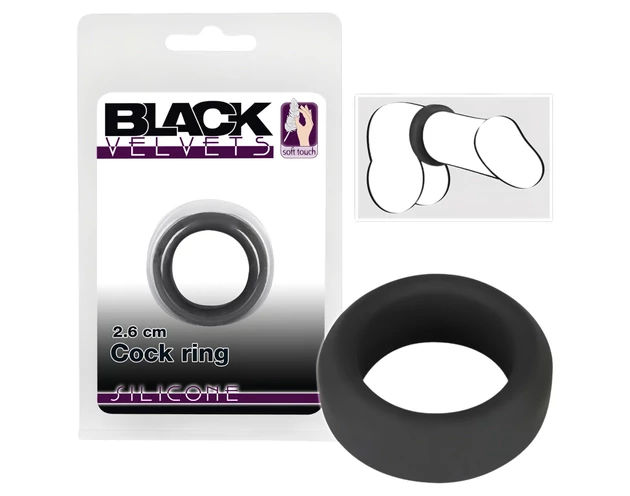 Black Velvet - vastagfalú péniszgyűrű (2,6cm) - fekete