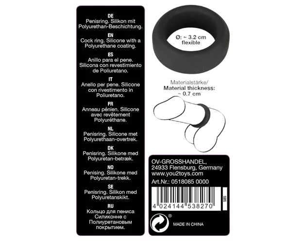 Black Velvet - vastagfalú péniszgyűrű (3,2cm) - fekete