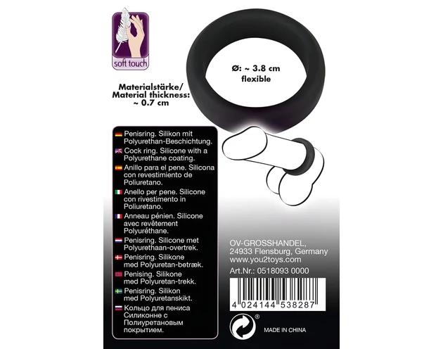 Black Velvets - vastagfalú péniszgyűrű (3,8cm) - fekete