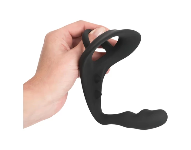 Black Velvets - pénisz- és heregyűrűs anál dildó (fekete)