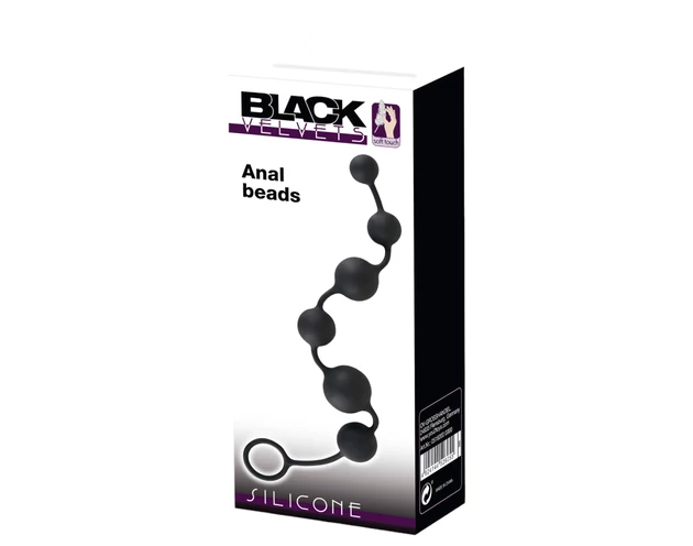 Black Velvet - 6 gyöngyös anál dildó (fekete)