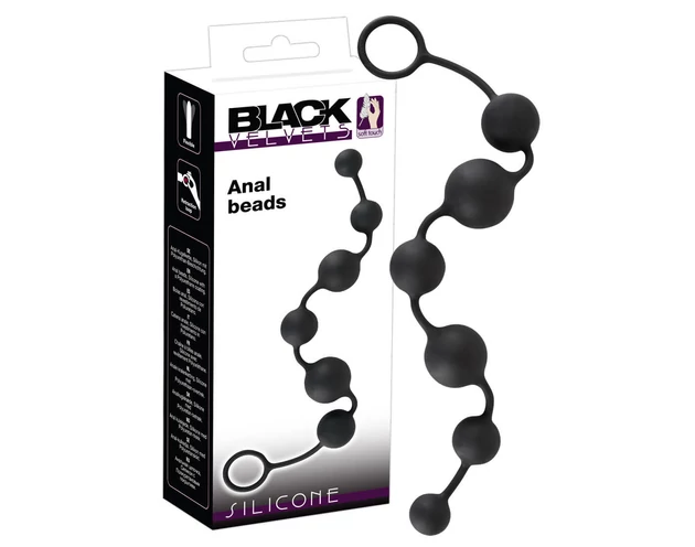 Black Velvet - 6 gyöngyös anál dildó (fekete)