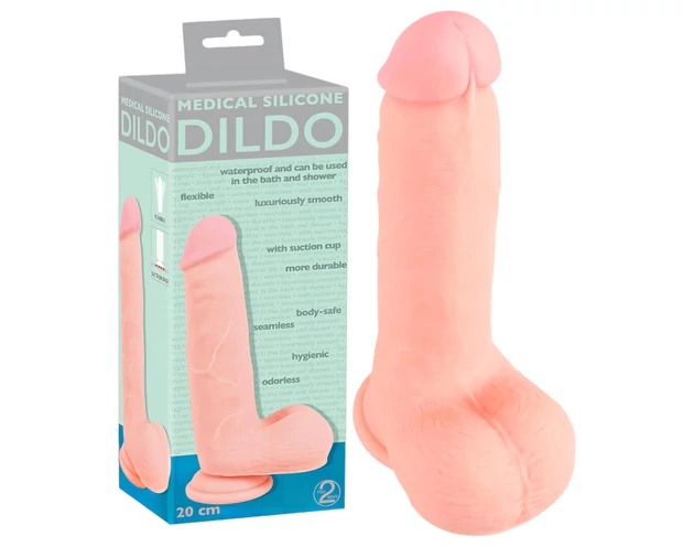 Medical - egyenes orvosi szilikon dildó (20cm) - natúr