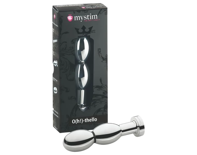 mystim O(h!)-thello - elektro, gömbös anál plug (ezüst)