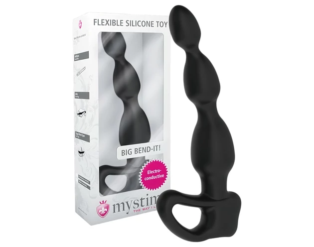 mystim Big Bend-it! - gömbös elektro anál dildó (fekete)