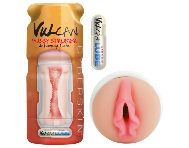 Vulcan Stroker - élethű vagina + melegítő síkosító (natúr)