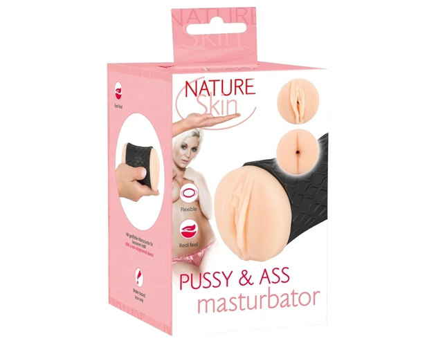 Nature Skin - punci és popsi maszturbátor (natúr-fekete)