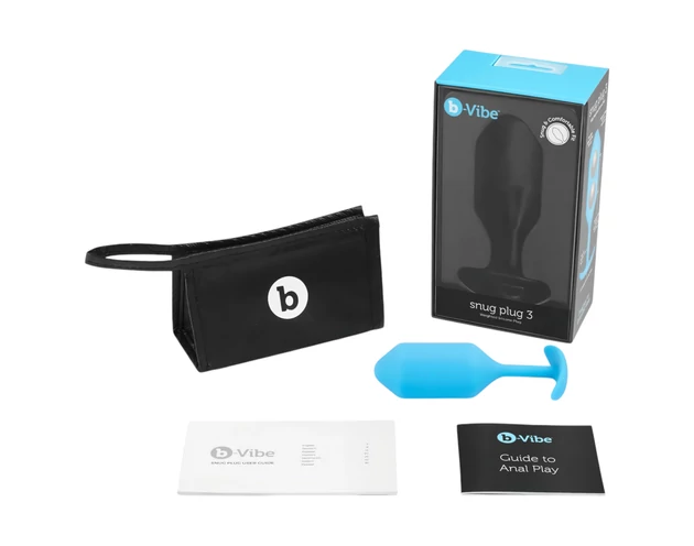 b-vibe Snug Plug 3 - dupla golyós anál plug (180g) - kék