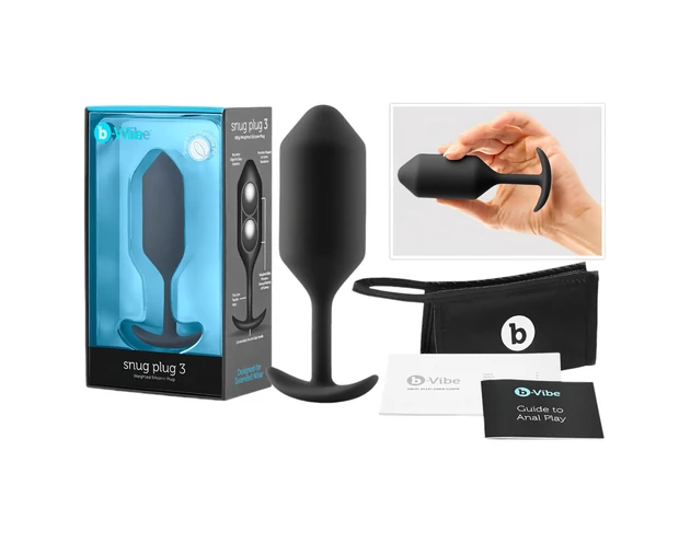 b-vibe Snug Plug 3 - dupla golyós anál plug (180g) - fekete