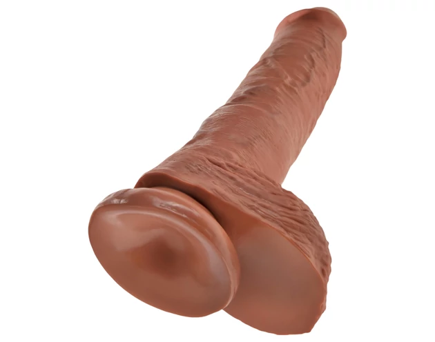 King Cock 10 herés nagy dildó (25 cm) - barna