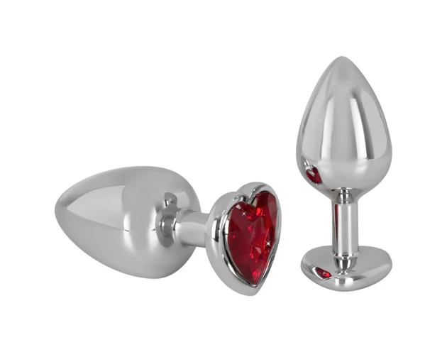 You2Toys - Diamond - 159g-os alumínium anál plug (ezüst-piros)