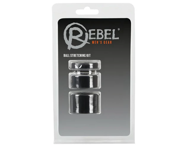 Rebel Ball - pénisz- heregyűrű és nyújtó szett - (fekete)
