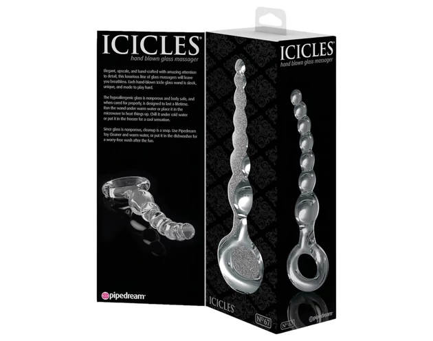 Icicles No. 67 - gömbös üveg dildó (átlátszó)