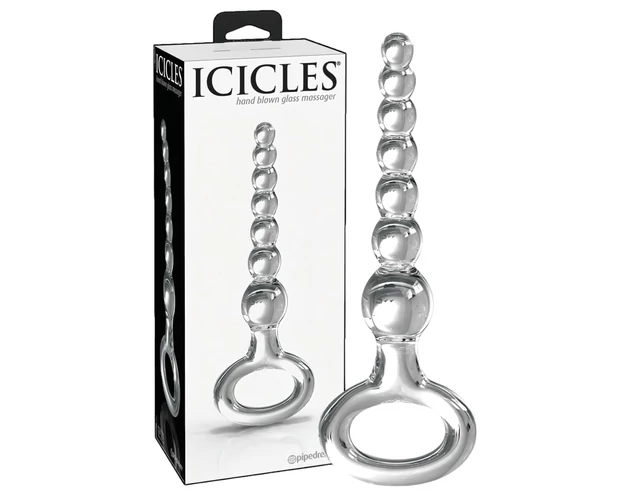 Icicles No. 67 - gömbös üveg dildó (átlátszó)