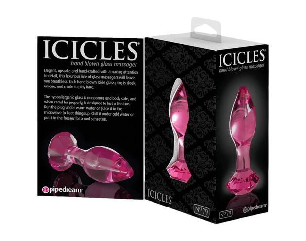 Icicles No. 79 - kúpos üveg anál plug (pink)